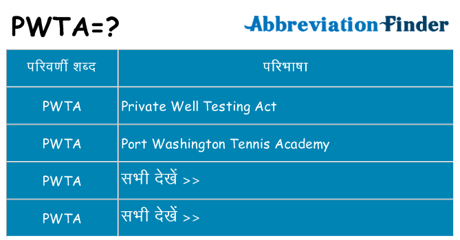 pwta का क्या अर्थ है
