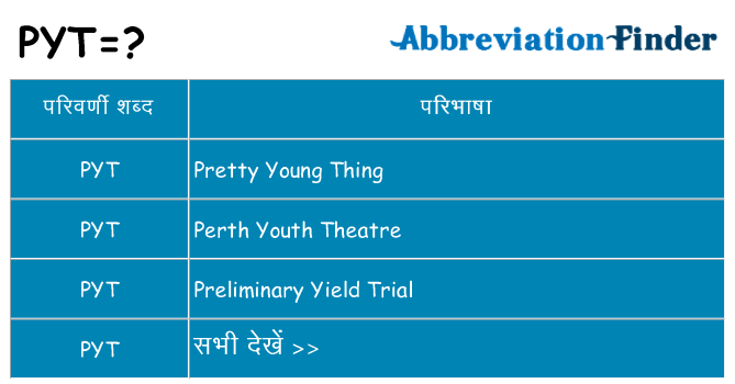pyt का क्या अर्थ है