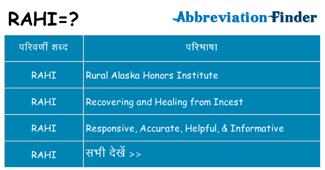 rahi का क्या अर्थ है