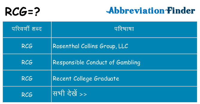 rcg का क्या अर्थ है