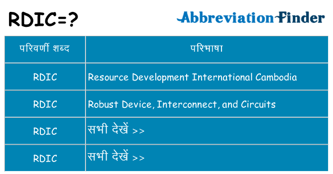 rdic का क्या अर्थ है