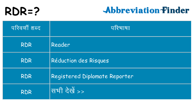 rdr का क्या अर्थ है