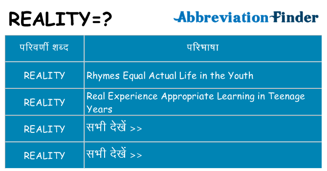 reality का क्या अर्थ है