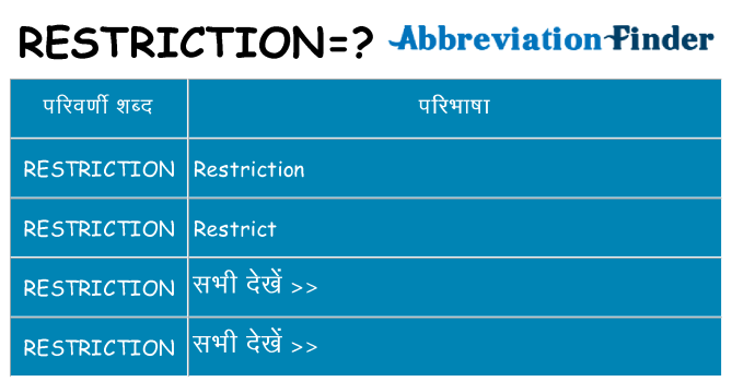 restriction का क्या अर्थ है