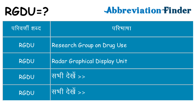rgdu का क्या अर्थ है