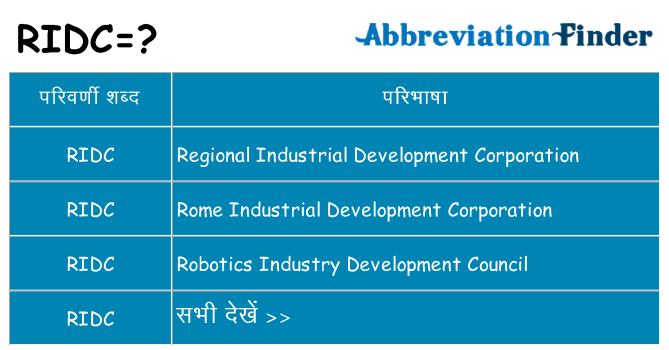 ridc का क्या अर्थ है