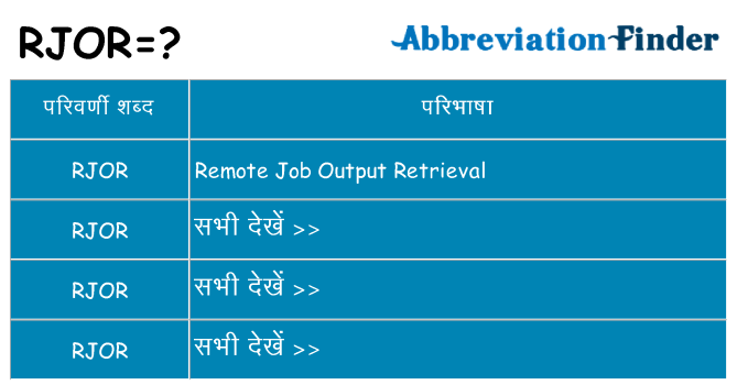 rjor का क्या अर्थ है