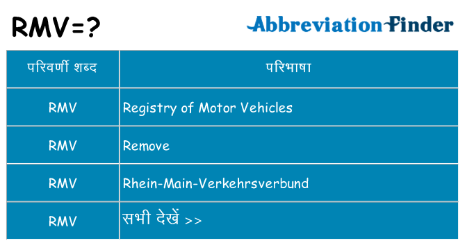 rmv का क्या अर्थ है