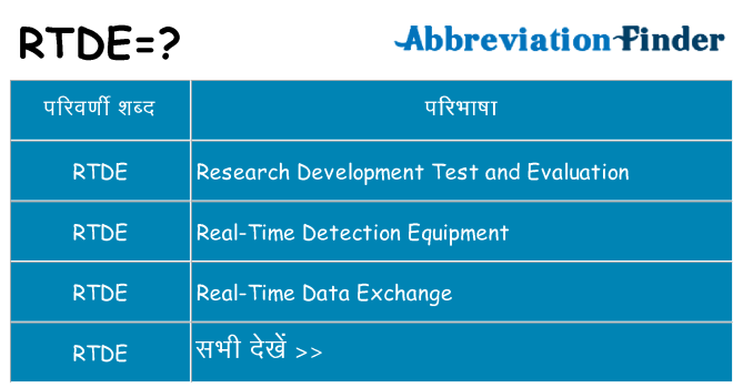 rtde का क्या अर्थ है