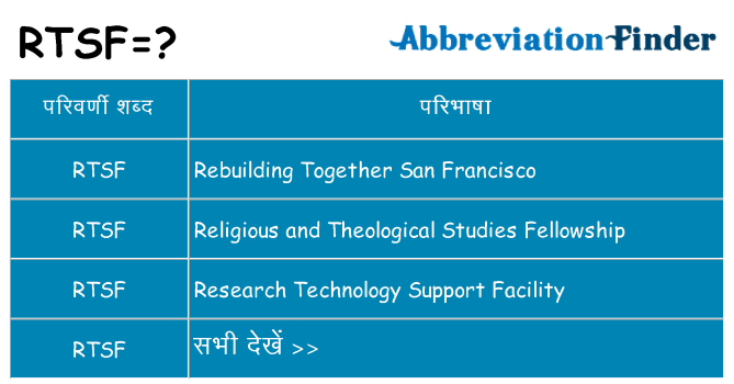 rtsf का क्या अर्थ है