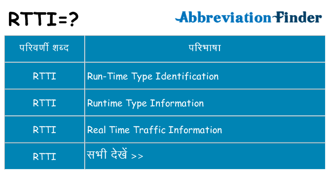 rtti का क्या अर्थ है