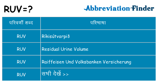 ruv का क्या अर्थ है