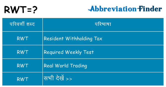 rwt का क्या अर्थ है