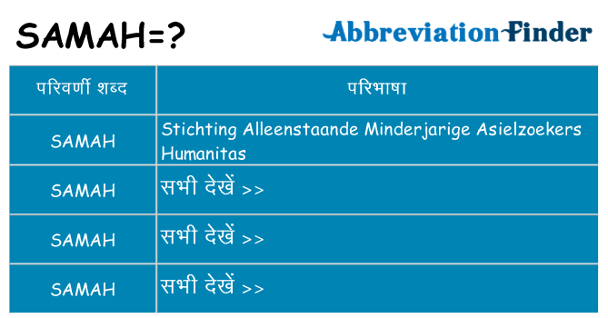 samah का क्या अर्थ है