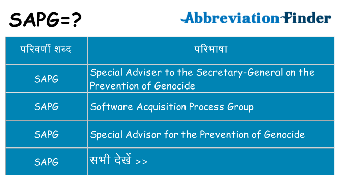 sapg का क्या अर्थ है