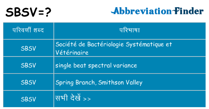 sbsv का क्या अर्थ है
