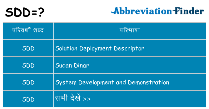 sdd का क्या अर्थ है