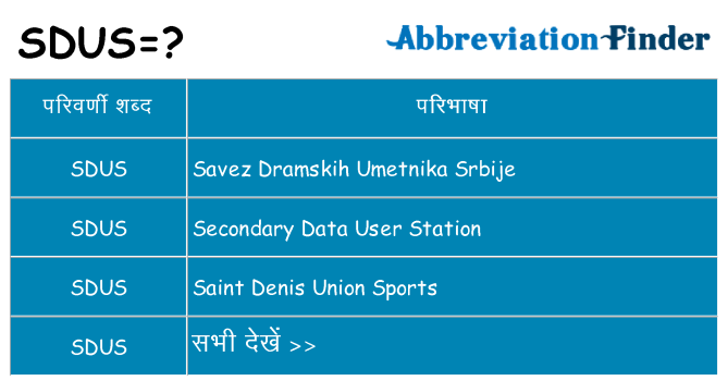 sdus का क्या अर्थ है