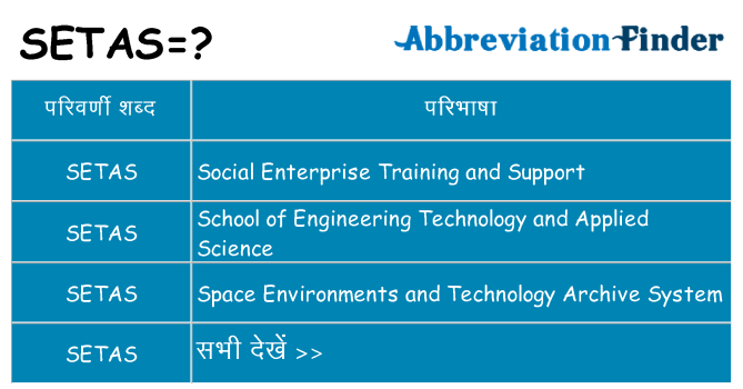 setas का क्या अर्थ है