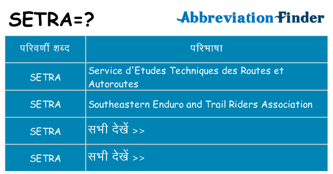 setra का क्या अर्थ है
