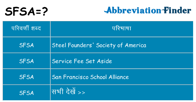 sfsa का क्या अर्थ है