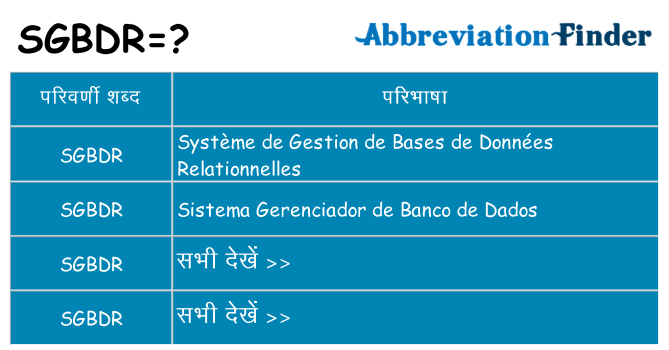 sgbdr का क्या अर्थ है