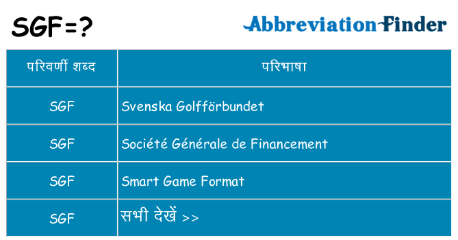 sgf का क्या अर्थ है