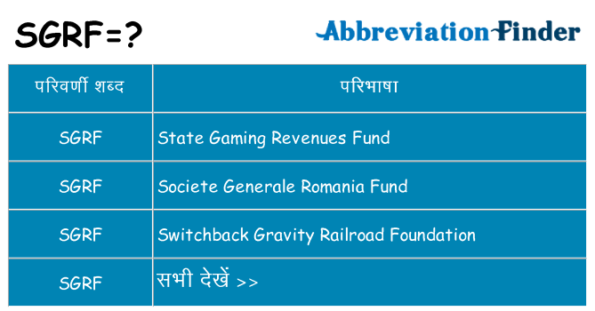 sgrf का क्या अर्थ है