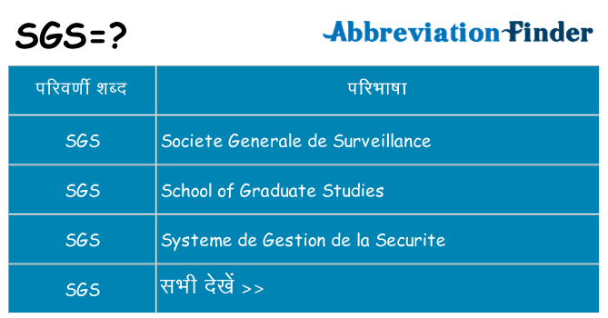 sgs का क्या अर्थ है