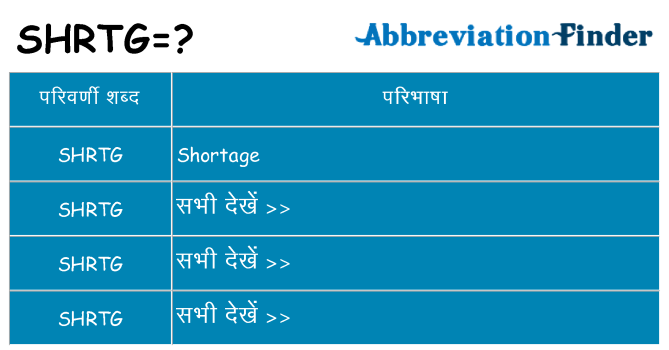shrtg का क्या अर्थ है
