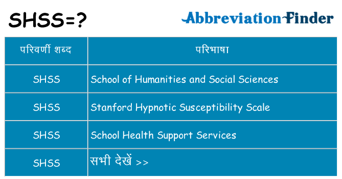 shss का क्या अर्थ है