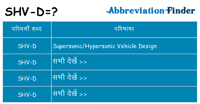 shv-d का क्या अर्थ है
