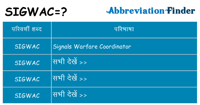 sigwac का क्या अर्थ है