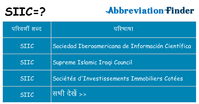 siic का क्या अर्थ है