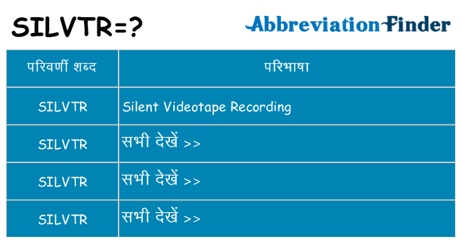 silvtr का क्या अर्थ है