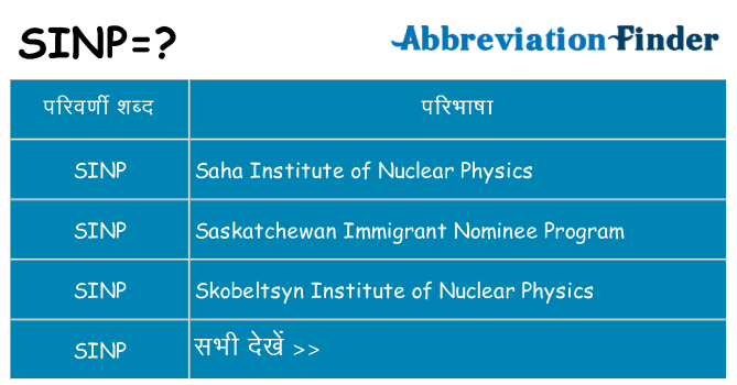 sinp का क्या अर्थ है