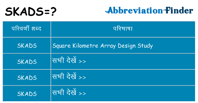 skads का क्या अर्थ है