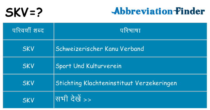 skv का क्या अर्थ है