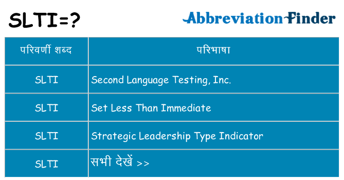 slti का क्या अर्थ है