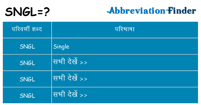 sngl का क्या अर्थ है