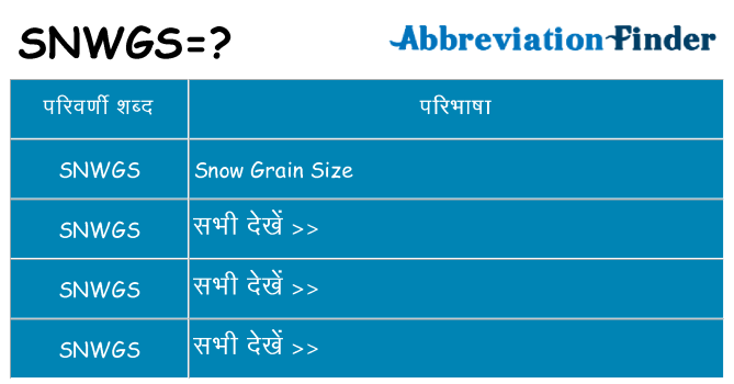 snwgs का क्या अर्थ है
