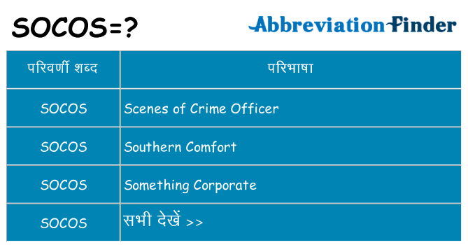 socos का क्या अर्थ है