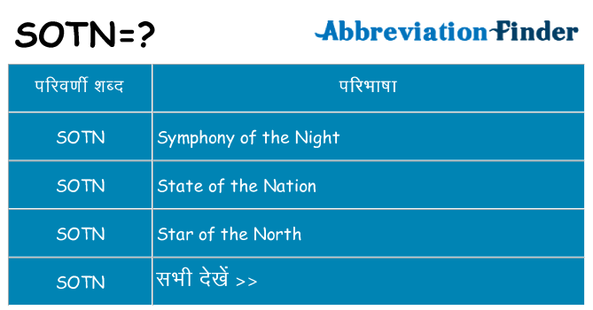 sotn का क्या अर्थ है