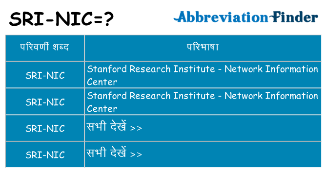 sri-nic का क्या अर्थ है