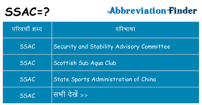 ssac का क्या अर्थ है