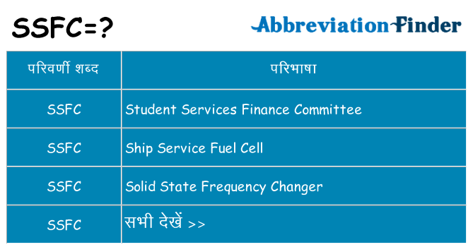 ssfc का क्या अर्थ है