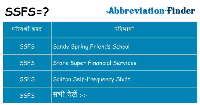 ssfs का क्या अर्थ है