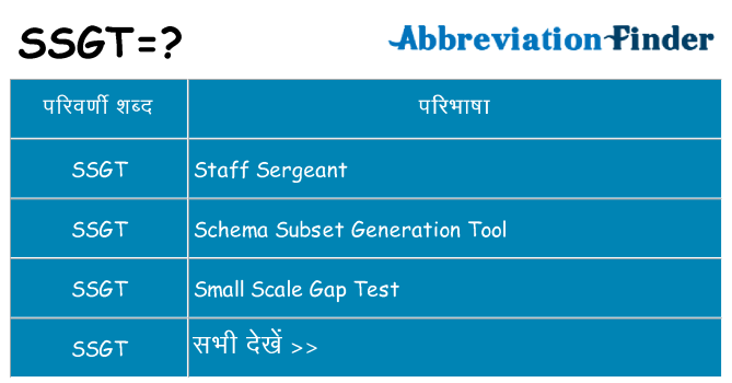 ssgt का क्या अर्थ है