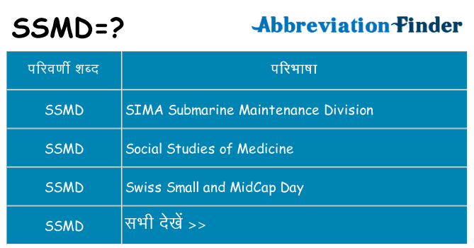 ssmd का क्या अर्थ है