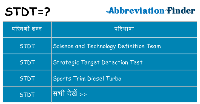 stdt का क्या अर्थ है